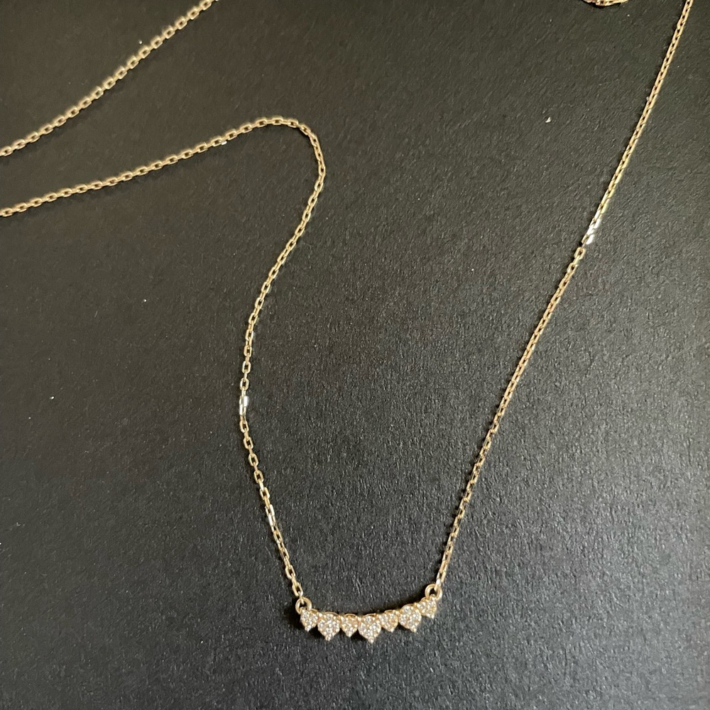 Solid 14k Gold Cubic Zirconia Adjustable Length 17” Necklace Saks Diamond Choker